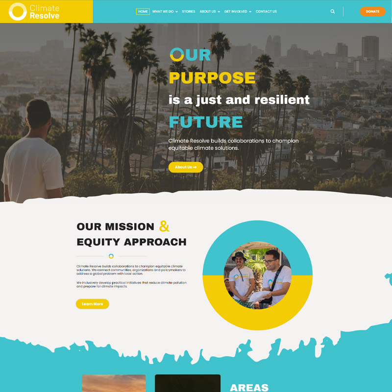 Climate Resolve’s homepage, as redesigned and rebuilt by Digital Mountaineers